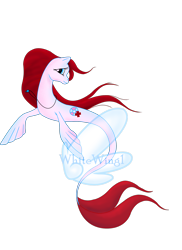 Size: 1700x2338 | Tagged: safe, artist:whitewing1, oc, seapony (g4), female, obtrusive watermark, simple background, solo, transparent background, watermark