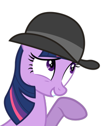 Size: 3250x4000 | Tagged: safe, artist:dharthez, twilight sparkle, unicorn twilight, pony, unicorn, mmmystery on the friendship express, bowler hat, bust, female, hat, mare, simple background, solo, transparent background, vector