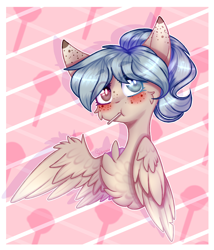 Size: 1824x2135 | Tagged: safe, artist:honeybbear, derpibooru import, oc, oc:sweet specks, pegasus, pony, bust, female, heterochromia, mare, portrait, solo