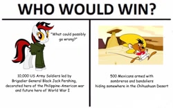Size: 802x500 | Tagged: safe, oc, oc:blackjack, pony, unicorn, fallout equestria, fallout equestria: project horizons, blackjack pershing, mexico, op is a cuck, op is trying to start shit, pancho villa, speedy gonzales, what could possibly go wrong, who would win