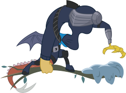 Size: 2452x1800 | Tagged: safe, artist:seahawk270, derpibooru import, discord, draconequus, best gift ever, clothes, costume, crossover, g.i. joe, ninja, reference, simple background, slit eyes, snake eyes, solo, transparent background, tree branch, vector