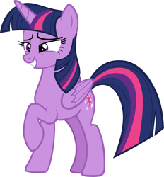 Size: 4994x5384 | Tagged: safe, artist:andoanimalia, derpibooru import, twilight sparkle, twilight sparkle (alicorn), alicorn, pony, school raze, absurd resolution, female, grin, mare, raised hoof, simple background, smiling, solo, transparent background, vector