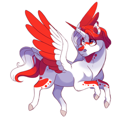 Size: 1600x1500 | Tagged: safe, artist:uunicornicc, oc, alicorn, pony, female, mare, simple background, solo, two toned wings, white background, wings