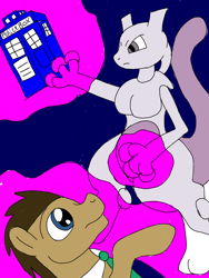 Size: 768x1024 | Tagged: safe, artist:wolfspiritclan, doctor whooves, oc, earth pony, pony, doctor who, mewtwo, pokémon, tardis