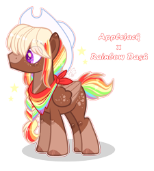 Size: 1609x1789 | Tagged: safe, artist:sugaryicecreammlp, oc, pegasus, pony, bandana, hat, magical lesbian spawn, male, offspring, parent:applejack, parent:rainbow dash, parents:appledash, simple background, solo, stallion, transparent background