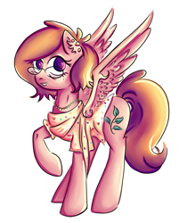 Size: 3047x3624 | Tagged: safe, artist:coco-drillo, oc, pegasus, pony, clothes, colourful, dark circles, decorated wings, ear fluff, ear piercing, earring, floral, freckles, glasses, jewelry, necklace, piercing, solo