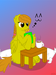 Size: 5443x7258 | Tagged: safe, derpibooru import, oc, oc only, oc:maidgefirecarrot, pony, absurd resolution, cookie, food, pillow, solo, table, vector