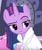 Size: 503x594 | Tagged: safe, derpibooru import, screencap, twilight sparkle, twilight sparkle (alicorn), alicorn, pony, rarity's biggest fan, alternate hairstyle, annoyed, bathrobe, clothes, cropped, female, mare, raised eyebrow, reaction image, robe, solo, twilight is not amused, unamused