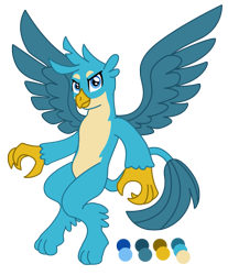 Size: 813x983 | Tagged: safe, artist:chaosetmundi, gallus, griffon, flying, looking at you, male, paws, reference sheet, simple background, solo, spread wings, transparent background, wings