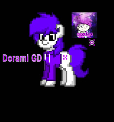 Size: 675x720 | Tagged: safe, oc, oc:dorami gd, earth pony, human, pony, geometry dash, male, pixel art, solo, stallion