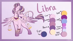 Size: 1024x576 | Tagged: safe, artist:mindlesssketching, pegasus, pony, female, libra, mare, ponified, reference sheet, scales, solo, veil, zodiac