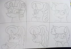 Size: 4369x2992 | Tagged: safe, artist:徐詩珮, fizzlepop berrytwist, glitter drops, spring rain, tempest shadow, oc, oc:betty pop, oc:spring legrt, oc:storm lightning, pony, unicorn, my little pony: the movie, broken horn, family, female, filly, glittershadow, horn, lesbian, lineart, magical lesbian spawn, mare, mother and child, mother and daughter, next generation, offspring, parent and child, parent:glitter drops, parent:spring rain, parent:tempest shadow, parents:glittershadow, parents:springdrops, parents:springshadow, parents:springshadowdrops, polyamory, shipping, springdrops, springshadow, springshadowdrops, traditional art