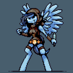 Size: 540x540 | Tagged: safe, artist:stockingshot56, derpibooru import, oc, oc only, anthro, pegasus, animated, clothes, dagger, fantasy class, gif, idle, idle animation, loop, pixel art, rogue, weapon