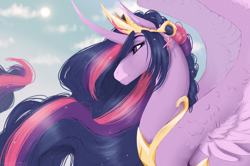 Size: 1280x850 | Tagged: safe, artist:dementra369, princess twilight 2.0, twilight sparkle, twilight sparkle (alicorn), alicorn, pony, the last problem, crown, digital art, female, jewelry, mare, older, older twilight, regalia, smiling, solo