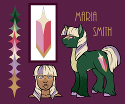 Size: 2058x1719 | Tagged: safe, artist:minsona, oc, oc:maria smith, human, pony, unicorn, female, glasses, humanized, humanized oc, mare, offspring, parent:big macintosh, parent:twilight sparkle, parents:twimac, reference sheet, solo, unshorn fetlocks