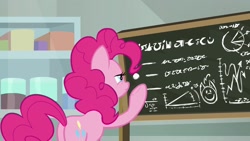 Size: 1920x1080 | Tagged: safe, screencap, pinkie pie, earth pony, pony, the last laugh, chalkboard, female, mare, solo