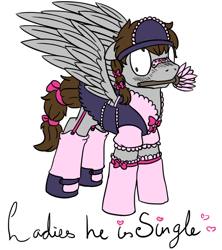 Size: 800x902 | Tagged: safe, artist:thedragenda, oc, oc:fuselight, pegasus, pony, blushing, clothes, crossdressing, duster, maid, male, mouth hold, solo, stallion