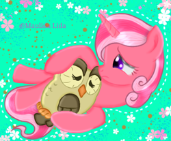 Size: 474x393 | Tagged: artist needed, safe, owlowiscious, oc, bird, owl, pony, unicorn, female, mare, sad, solo