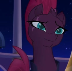 Size: 640x636 | Tagged: safe, screencap, tempest shadow, my little pony: the movie, broken horn, cropped, cute, eye scar, horn, scar, smiling, tempest sass, tempestbetes