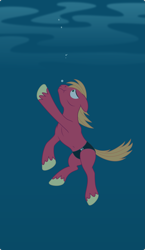 Size: 1769x3041 | Tagged: safe, artist:pinstripe panda, big macintosh, earth pony, pony, asphyxiation, clothes, danger, drowning, imminent death, male, night, panic, peril, scared, solo, speedo, speedos, story included, swimming, swimsuit, this will end in death, this will end in tears, this will end in tears and/or death, underwater, water