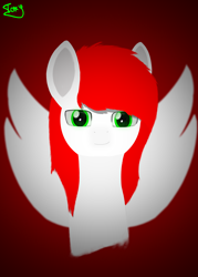 Size: 5000x7000 | Tagged: safe, alternate version, artist:graphictoxin, oc, oc only, oc:daren, oc:graphic toxin, pegasus, pony, absurd resolution, bust, cute, glowing eyes, lineless, male, minimalist, modern art, portrait, simple background, solo, stallion, vignette, wings