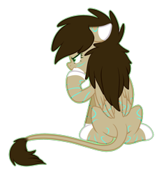 Size: 1613x1796 | Tagged: safe, artist:absolitedisaster08, oc, oc only, oc:rune, pegasus, pony, brat, brown mane, female, filly, green eyes, irritated, simple background, solo, time out corner, transparent background