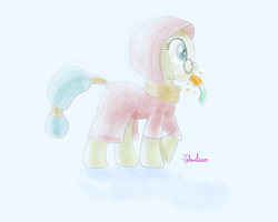 Size: 1186x948 | Tagged: safe, artist:tehwatever, derpibooru import, desert flower, earth pony, pony, carrot, clothes, eating, female, food, herbivore, hijab, horses doing horse things, mare, mouth hold, nom, puffy cheeks, raised hoof, scarf, signature, simple background, solo, somnambula resident, tail wrap, white background