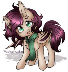 Size: 868x920 | Tagged: safe, artist:miokomata, artist:tawnysweet, oc, oc only, oc:slumber tea, bat pony, clothes, scarf, simple background, white background