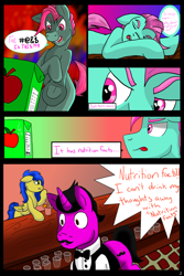 Size: 2000x3000 | Tagged: safe, artist:leadthepone, derpibooru import, oc, oc:java pone, oc:java strings, comic, drinking, juice, juice box