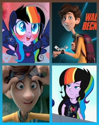 Size: 1024x1287 | Tagged: safe, artist:noreen-loves-spidey, artist:paintgreencolor19, oc, oc:rainbowheart, equestria girls, art trade, canon x oc, catboy, collage, crossover, crossover shipping, pj masks, shipping, spies in disguise, walter beckett