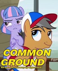 Size: 509x620 | Tagged: safe, edit, edited screencap, screencap, quibble pants, wind sprint, earth pony, pegasus, pony, common ground, cropped, duo, episode followup, equestria daily, female, filly, freckles, ponies riding ponies