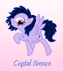 Size: 1200x1350 | Tagged: safe, artist:champion-of-namira, oc, oc:crystal breeze, pegasus, pony, female, gradient background, mare, pink background, simple background, solo