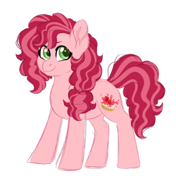 Size: 1024x1024 | Tagged: safe, artist:azure-art-wave, oc, oc:strawberry tart, earth pony, pony, female, mare, offspring, parent:cheese sandwich, parent:pinkie pie, parents:cheesepie, simple background, solo, transparent background