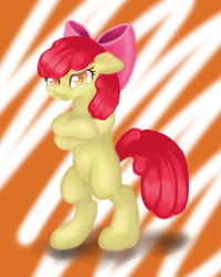 Size: 2048x2565 | Tagged: safe, artist:sa-loony, apple bloom, pony, bipedal, pouting, solo, standing