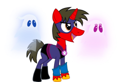 Size: 3931x2598 | Tagged: safe, artist:shadymeadow, oc, oc:fried egg, ghost, pony, unicorn, clothes, costume, male, nightmare night costume, simple background, solo, stallion, transparent background