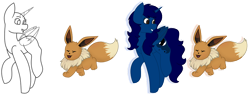 Size: 1024x390 | Tagged: safe, artist:midnightamber, oc, oc:midnight, alicorn, pony, advertisement, alicorn oc, any gender, any species, commission, eevee, pokémon, solo, your character here