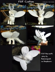 Size: 1946x2555 | Tagged: safe, artist:lonewolf3878, oc, oc:flūf, insect, moth, mothpony, original species, antennae, chest fluff, custom, female, fluffy, irl, monster mare, neck fluff, photo, toy, wings