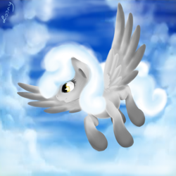 Size: 1000x1000 | Tagged: safe, artist:sa-loony, oc, oc only, oc:alice, pony, cloud mane, sky, solo