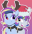 Size: 3821x4000 | Tagged: safe, artist:partylikeanartist, derpibooru import, oc, oc:aerial soundwaves, oc:serene soundwaves, pony, animal costume, antlers, choker, christmas, costume, female, hairclip, hat, headband, holiday, ponyvillefm, red nose, reindeer antlers, reindeer costume, santa hat, sisters