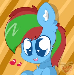 Size: 1197x1200 | Tagged: safe, artist:kittyrosie, oc, oc only, oc:bryce hoodie, pony, chest fluff, cute, ear fluff, heart, heart eyes, solo, watermark, wingding eyes