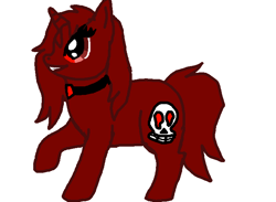 Size: 721x528 | Tagged: safe, oc, pony, unicorn, edgy, evil, evil grin, female, grin, red, simple background, smiling, solo, white background