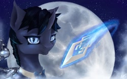 Size: 1024x640 | Tagged: safe, artist:sa-loony, oc, oc only, oc:midnight blade, pony, moon, solo