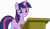 Size: 6600x3800 | Tagged: safe, artist:tomfraggle, derpibooru import, edit, twilight sparkle, unicorn twilight, pony, unicorn, the cutie re-mark, cute, looking at you, podium, simple background, smiling, solo, transparent background, twiabetes, vector, wingless, wingless edit