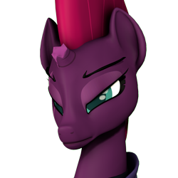 Size: 1827x1827 | Tagged: safe, artist:oc1024, fizzlepop berrytwist, tempest shadow, pony, 3d, broken horn, female, horn, mare, simple background, source filmmaker, transparent background