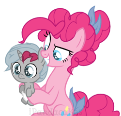 Size: 652x624 | Tagged: safe, artist:ipandacakes, derpibooru import, pinkie pie, oc, oc:frosting, earth pony, pony, unicorn, baby, baby pony, base used, offspring, parent:pinkie pie, parent:pokey pierce, parents:pokeypie, simple background, story included, transparent background