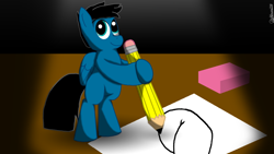 Size: 1920x1080 | Tagged: safe, artist:agkandphotomaker2000, derpibooru import, oc, oc:pony video maker, pony, drawing, drawing butts, paper, pencil, plot, solo