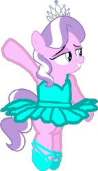 Size: 400x698 | Tagged: safe, artist:angrymetal, diamond tiara, pony, 1000 hours in ms paint, ballerina, ballet, ballet slippers, clothes, jewelry, one arm up, simple background, smiling, solo, tiara, tiararina, transparent background, tutu
