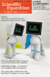 Size: 3276x5100 | Tagged: safe, artist:deloreandudetommy, derpibooru import, oc, oc:com, oc:ide, pony, robot, robot pony, 1970s, 3d, blender, computer screen, magazine cover, popular science