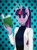 Size: 1280x1707 | Tagged: safe, artist:ridgessky, derpibooru import, twilight sparkle, anthro, abstract background, book, clothes, female, smiling, solo, stars