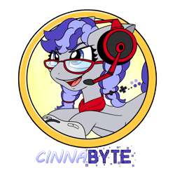 Size: 1080x1080 | Tagged: safe, artist:g1mariomiyamoto, oc, oc only, oc:cinnabyte, earth pony, pony, adorkable, cute, dork, earth pony oc, gamer, gaming headphones, glasses, headphones, headset, simple background, smiling, solo, transparent background